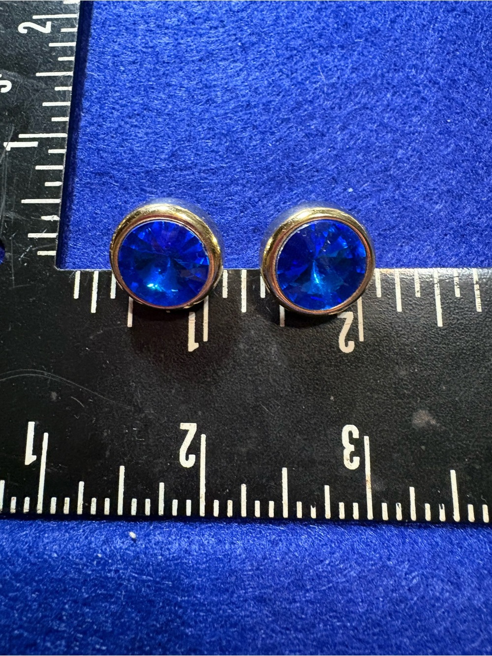 Blue Crystal Stud Earrings - Gold-Tone Setting